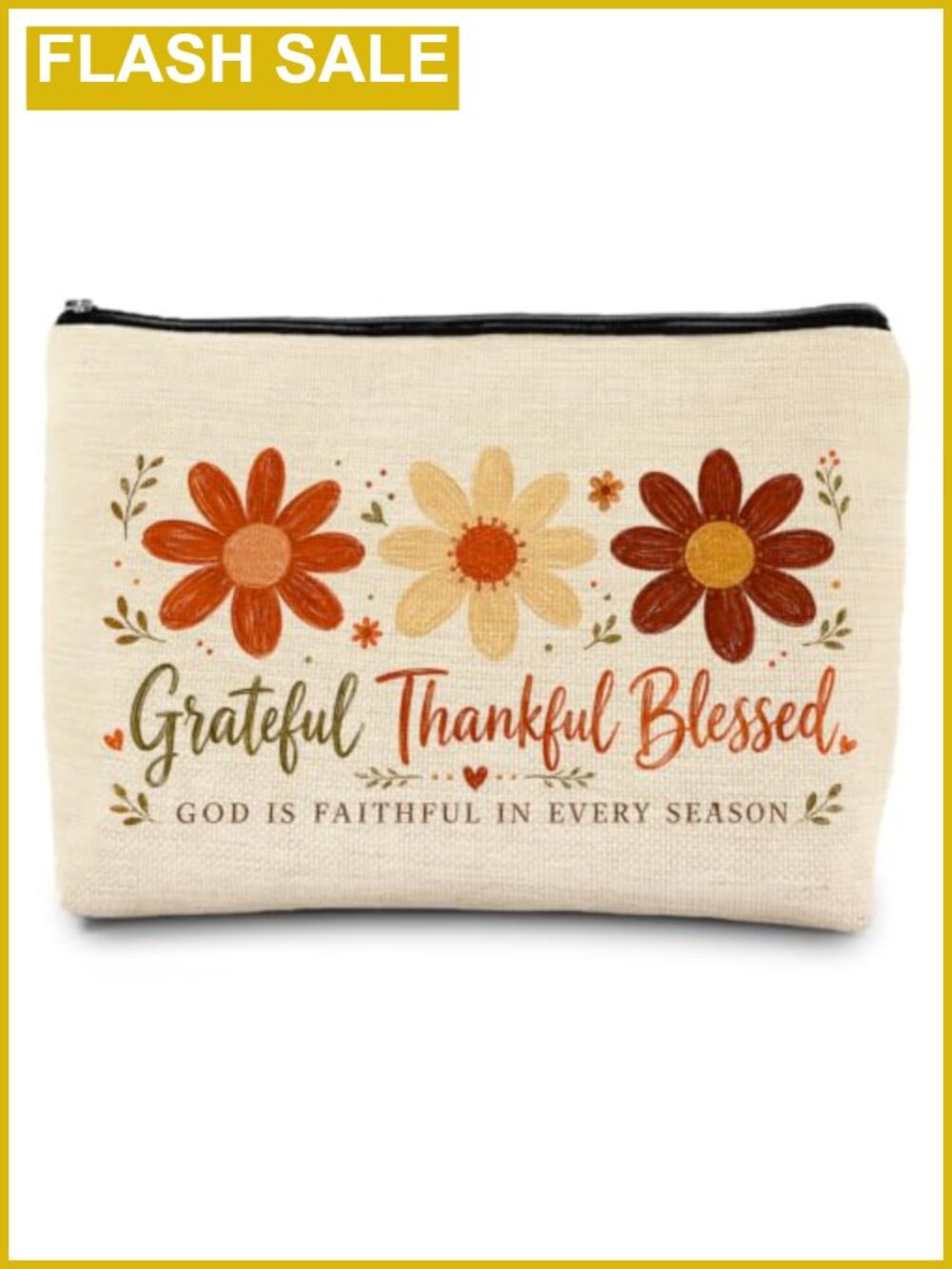 Linen Makeup Bag Zipper Pouch Travel Toiletry Organizer Women